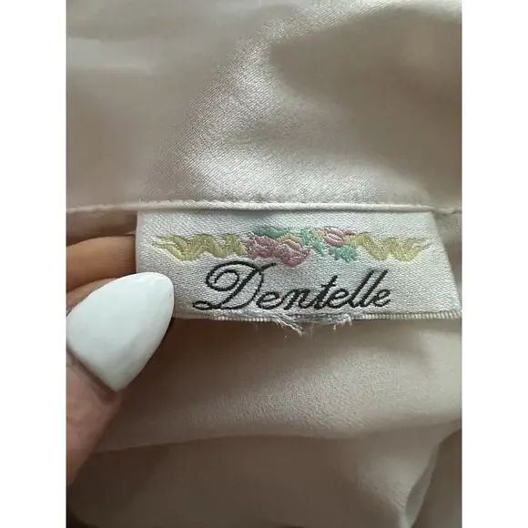 Vintage Dentelle Size Large Pale Pink Silky Satin Chiffon Pajama Set Lingerie - Picture 5 of 14